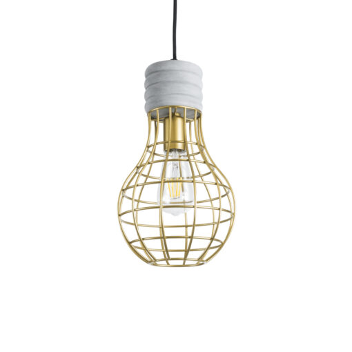 GloboStar® GLOBOSTAR® DURANT 01325 Μοντέρνο Κρεμαστό Φωτιστικό Οροφής με Ντουί 1 x E27 AC 220-240V IP20 - Γκρι & Χρυσό - Μ20 x Π20 x Υ35cm