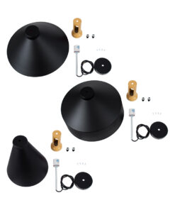 GLOBOSTAR® CALYPSO 01334 Μοντέρνο Κρεμαστό Φωτιστικό Οροφής με Ντουί 3 x E27 AC 220-240V IP20 - Μαύρο, Χρυσό & Μπεζ - Μ110 x Π110 x Υ35cm - Σετ 3 Τεμαχίων 25 01334 10 a b c