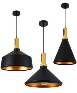 GLOBOSTAR® CALYPSO 01334 Μοντέρνο Κρεμαστό Φωτιστικό Οροφής με Ντουί 3 x E27 AC 220-240V IP20 - Μαύρο, Χρυσό & Μπεζ - Μ110 x Π110 x Υ35cm - Σετ 3 Τεμαχίων 18 01334 3 a b c