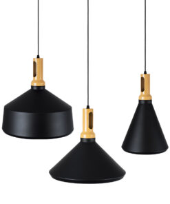 GLOBOSTAR® CALYPSO 01334 Μοντέρνο Κρεμαστό Φωτιστικό Οροφής με Ντουί 3 x E27 AC 220-240V IP20 - Μαύρο, Χρυσό & Μπεζ - Μ110 x Π110 x Υ35cm - Σετ 3 Τεμαχίων 21 01334 6 a b c