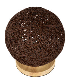 GloboStar® OCEANA 01337 Μοντέρνο Επιτραπέζιο Φωτιστικό Πορτατίφ Μονόφωτο 1 x E27 IP20 Καφέ Ρατάν με Μπεζ Ξύλο - M20 x Π20 x Υ22cm 11 01337 3