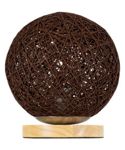 GloboStar® OCEANA 01337 Μοντέρνο Επιτραπέζιο Φωτιστικό Πορτατίφ Μονόφωτο 1 x E27 IP20 Καφέ Ρατάν με Μπεζ Ξύλο - M20 x Π20 x Υ22cm 12 01337 4