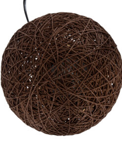 GloboStar® OCEANA 01337 Μοντέρνο Επιτραπέζιο Φωτιστικό Πορτατίφ Μονόφωτο 1 x E27 IP20 Καφέ Ρατάν με Μπεζ Ξύλο - M20 x Π20 x Υ22cm 13 01337 5