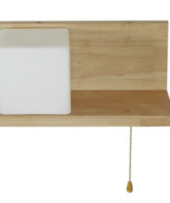 GloboStar® AMITY 01365 Μοντέρνο Επιτοίχιο Φωτιστικό Απλίκα Μονόφωτο 1 x E27 IP20 Μπεζ Ξύλο με Λευκό Γυαλί - Μ30 x Π14.5 x Υ15cm 24 01365 0012