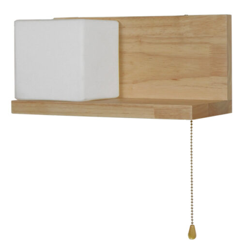 GloboStar® GloboStar® AMITY 01365 Μοντέρνο Επιτοίχιο Φωτιστικό Απλίκα Μονόφωτο 1 x E27 IP20 Μπεζ Ξύλο με Λευκό Γυαλί - Μ30 x Π14.5 x Υ15cm