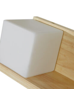 GloboStar® AMITY 01365 Μοντέρνο Επιτοίχιο Φωτιστικό Απλίκα Μονόφωτο 1 x E27 IP20 Μπεζ Ξύλο με Λευκό Γυαλί - Μ30 x Π14.5 x Υ15cm 20 01365 008