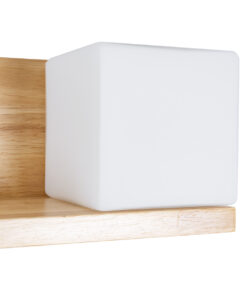 GloboStar® AMITY 01366 Μοντέρνο Επιτοίχιο Φωτιστικό Απλίκα Μονόφωτο 1 x E27 IP20 Μπεζ Ξύλο με Λευκό Γυαλί - Μ30 x Π14.5 x Υ15cm 20 01366 10