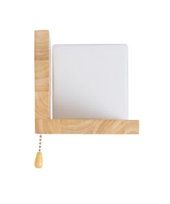 GloboStar® AMITY 01366 Μοντέρνο Επιτοίχιο Φωτιστικό Απλίκα Μονόφωτο 1 x E27 IP20 Μπεζ Ξύλο με Λευκό Γυαλί - Μ30 x Π14.5 x Υ15cm 17 01366 7