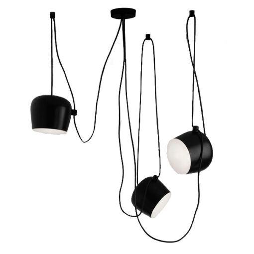 GloboStar® GLOBOSTAR® JASPER 01375 Μοντέρνο Κρεμαστό Φωτιστικό Οροφής με Ντουί 3 x E27 AC 220-240V IP20 - Μαύρο & Λευκό - Μ75 x Π75 x Υ22cm - Σετ 3 Τεμαχίων