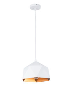 GLOBOSTAR® HEXAGON 01377 Μοντέρνο Κρεμαστό Φωτιστικό Οροφής με Ντουί 1 x E27 AC 220-240V IP20 - Λευκό & Χρυσό - Μ21.5 x Π21.5 x Y15cm 13 01377 3