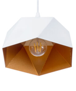 GLOBOSTAR® HEXAGON 01377 Μοντέρνο Κρεμαστό Φωτιστικό Οροφής με Ντουί 1 x E27 AC 220-240V IP20 - Λευκό & Χρυσό - Μ21.5 x Π21.5 x Y15cm 15 01377 5