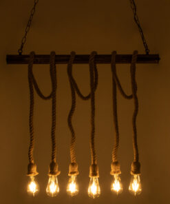 Alternative view of GLOBOSTAR® RAILROAD 01379 Vintage Κρεμαστό Φωτιστικό Οροφής με Ντουί 6 x E27 AC 220-240V IP20 - Μπεζ & Χάλκινο - Μ80 x Π4 x Y55cm