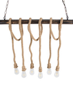 GLOBOSTAR® RAILROAD 01379 Vintage Κρεμαστό Φωτιστικό Οροφής με Ντουί 6 x E27 AC 220-240V IP20 - Μπεζ & Χάλκινο - Μ80 x Π4 x Y55cm 11 01379 3