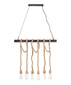 GLOBOSTAR® RAILROAD 01379 Vintage Κρεμαστό Φωτιστικό Οροφής με Ντουί 6 x E27 AC 220-240V IP20 - Μπεζ & Χάλκινο - Μ80 x Π4 x Y55cm 12 01379 4