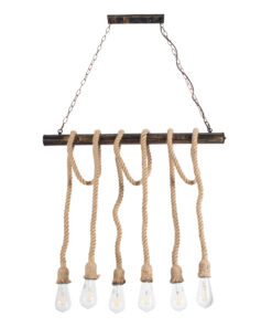GLOBOSTAR® RAILROAD 01379 Vintage Κρεμαστό Φωτιστικό Οροφής με Ντουί 6 x E27 AC 220-240V IP20 - Μπεζ & Χάλκινο - Μ80 x Π4 x Y55cm 13 01379 5