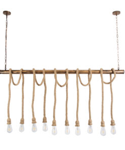 GLOBOSTAR® RAILROAD 01380 Vintage Κρεμαστό Φωτιστικό Οροφής με Ντουί 10 x E27 AC 220-240V IP20 - Μπεζ & Χάλκινο - Μ150 x Π4 x Y62.5cm 16 01380 3
