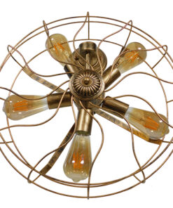 GloboStar® FAN 01381 Vintage Επιτοίχιο Φωτιστικό Απλίκα Πολύφωτο 5 x E27 IP20 Μπρούτζινο Μέταλλο - Μ46 x Π22 x Υ46cm 13 01381 008