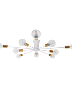 GloboStar® GloboStar® OLINDA 01383 Μοντέρνο Φωτιστικό Οροφής Πλέγμα Πολύφωτο 10 x E27 IP20 Λευκό & Χρυσό Μέταλλο - Μ95 x Π95 x Υ17cm