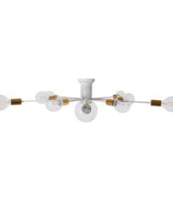 GloboStar® OLINDA 01383 Μοντέρνο Φωτιστικό Οροφής Πλέγμα Πολύφωτο 10 x E27 IP20 Λευκό & Χρυσό Μέταλλο - Μ95 x Π95 x Υ17cm 10 01383 4