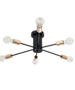 GloboStar® GloboStar® OLINDA 01384 Μοντέρνο Φωτιστικό Οροφής Πλέγμα Πολύφωτο 6 x E27 IP20 Μαύρο & Χάλκινο Μέταλλο - Μ60 x Π60 x Υ20cm