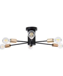 GloboStar® OLINDA 01384 Μοντέρνο Φωτιστικό Οροφής Πλέγμα Πολύφωτο 6 x E27 IP20 Μαύρο & Χάλκινο Μέταλλο - Μ60 x Π60 x Υ20cm 14 01384 5