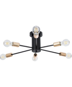 GloboStar® OLINDA 01384 Μοντέρνο Φωτιστικό Οροφής Πλέγμα Πολύφωτο 6 x E27 IP20 Μαύρο & Χάλκινο Μέταλλο - Μ60 x Π60 x Υ20cm 15 01384 6