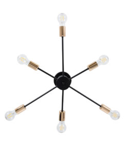 GloboStar® OLINDA 01384 Μοντέρνο Φωτιστικό Οροφής Πλέγμα Πολύφωτο 6 x E27 IP20 Μαύρο & Χάλκινο Μέταλλο - Μ60 x Π60 x Υ20cm 16 01384 7