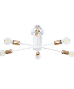 GloboStar® GloboStar® OLINDA 01385 Μοντέρνο Φωτιστικό Οροφής Πλέγμα Πολύφωτο 6 x E27 IP20 Λευκό & Χάλκινο Μέταλλο - Μ60 x Π60 x Υ20cm