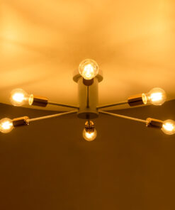 Alternative view of GloboStar® OLINDA 01385 Μοντέρνο Φωτιστικό Οροφής Πλέγμα Πολύφωτο 6 x E27 IP20 Λευκό & Χάλκινο Μέταλλο - Μ60 x Π60 x Υ20cm