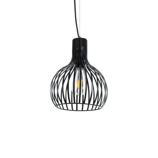 GloboStar® GLOBOSTAR® SCANDI 01386 Vintage Κρεμαστό Φωτιστικό Οροφής με Ντουί 1 x E27 AC 220-240V IP20 - Μαύρο - Μ23 x Π23 x Υ30cm