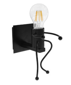 GloboStar® GloboStar® FIGURE 10001388 Μοντέρνο Επιτοίχιο Φωτιστικό Απλίκα Μονόφωτο 1 x E27 IP20 Μαύρο Μέταλλο - Μ12 x Π19 x Υ17cm