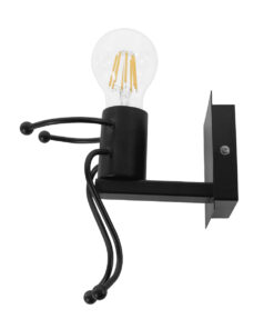 Alternative view of GloboStar® FIGURE 10001388 Μοντέρνο Επιτοίχιο Φωτιστικό Απλίκα Μονόφωτο 1 x E27 IP20 Μαύρο Μέταλλο - Μ12 x Π19 x Υ17cm