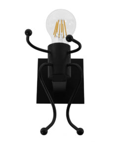 GloboStar® FIGURE 10001388 Μοντέρνο Επιτοίχιο Φωτιστικό Απλίκα Μονόφωτο 1 x E27 IP20 Μαύρο Μέταλλο - Μ12 x Π19 x Υ17cm 7 01388 04