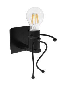 GloboStar® GLOBOSTAR® LITTLEMAN 01388 Vintage Φωτιστικό Τοίχου - Απλίκα με Ντουί 1 x E27 AC 220-240V IP20 - Μαύρο - Μ12 x Π19 x Υ17cm
