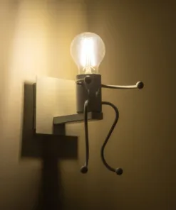 Alternative view of GloboStar® LITTLE MAN 01389 Μοντέρνο Επιτοίχιο Φωτιστικό Απλίκα Μονόφωτο 1 x E27 IP20 Λευκό Μέταλλο - Μ12 x Π19 x Υ17cm