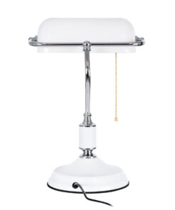 GloboStar® LIBRARY 01390 Vintage Επιτραπέζιο Φωτιστικό Πορτατίφ Μονόφωτο 1 x E27 IP20 Λευκό & Ασημί Μέταλλο με Λευκό Γυαλί - Μ26.5 x Π19 x Υ38cm 12 01390 4