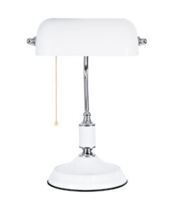 GloboStar® LIBRARY 01390 Vintage Επιτραπέζιο Φωτιστικό Πορτατίφ Μονόφωτο 1 x E27 IP20 Λευκό & Ασημί Μέταλλο με Λευκό Γυαλί - Μ26.5 x Π19 x Υ38cm 13 01390 5