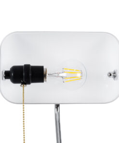 GloboStar® LIBRARY 01390 Vintage Επιτραπέζιο Φωτιστικό Πορτατίφ Μονόφωτο 1 x E27 IP20 Λευκό & Ασημί Μέταλλο με Λευκό Γυαλί - Μ26.5 x Π19 x Υ38cm 14 01390 6