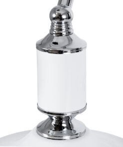 GloboStar® LIBRARY 01390 Vintage Επιτραπέζιο Φωτιστικό Πορτατίφ Μονόφωτο 1 x E27 IP20 Λευκό & Ασημί Μέταλλο με Λευκό Γυαλί - Μ26.5 x Π19 x Υ38cm 15 01390 7