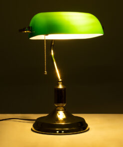 Alternative view of GloboStar® LIBRARY 01391 Vintage Επιτραπέζιο Φωτιστικό Πορτατίφ Μονόφωτο 1 x E27 IP20 Χρυσό Μέταλλο με Πράσινο Γυαλί - Μ26.5 x Π19 x Υ38cm