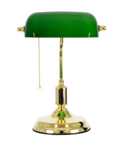 GloboStar® LIBRARY 01391 Vintage Επιτραπέζιο Φωτιστικό Πορτατίφ Μονόφωτο 1 x E27 IP20 Χρυσό Μέταλλο με Πράσινο Γυαλί - Μ26.5 x Π19 x Υ38cm 13 01391 5