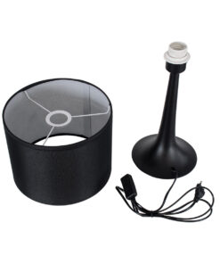 GloboStar® AMBROSIA 01394 Μοντέρνο Επιτραπέζιο Φωτιστικό Πορτατίφ Μονόφωτο 1 x E27 IP20 Μαύρο Μέταλλο με Μαύρο Ύφασμα - Μ25 x Π25 x Υ46cm 21 01394 10