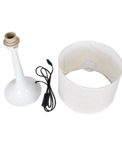 GLOBOSTAR® AMBROSIA 01395 Μοντέρνο Επιτραπέζιο Φωτιστικό Πορτατίφ με Ντουί 1 x E27 AC 220-240V IP20 - Λευκό - Μ25 x Π25 x Υ46cm 19 01395 9