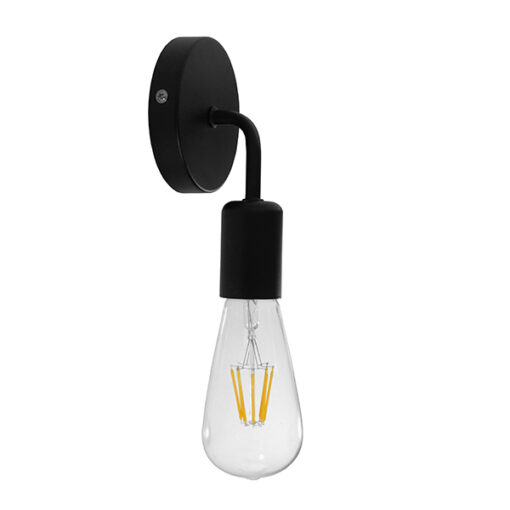 GloboStar® GLOBOSTAR® DON 01396 Vintage Φωτιστικό Τοίχου - Απλίκα με Ντουί 1 x E27 AC 220-240V IP20 - Μαύρο - Μ10 x Π7 x Υ16cm
