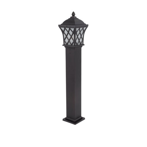 GloboStar® GloboStar® SHELTER 01400 Vintage Φωτιστικό Κολωνάκι Κήπου Μονόφωτο 1 x E27 Καφέ Μεταλλικό Πλέγμα L19 x W19 x H100cm