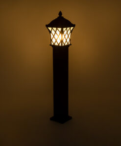 Alternative view of GloboStar® SHELTER 01400 Vintage Φωτιστικό Κολωνάκι Κήπου Μονόφωτο 1 x E27 Καφέ Μεταλλικό Πλέγμα L19 x W19 x H100cm