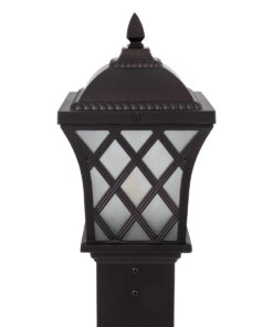 GloboStar® SHELTER 01400 Vintage Φωτιστικό Κολωνάκι Κήπου Μονόφωτο 1 x E27 Καφέ Μεταλλικό Πλέγμα L19 x W19 x H100cm 14 01400 7