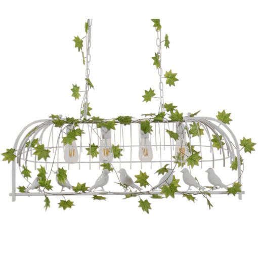 GloboStar® GLOBOSTAR® NEST 01403 Vintage Κρεμαστό Φωτιστικό Οροφής με Ντουί 4 x E27 AC 220-240V IP20 - Λευκό & Πράσινο - Μ103 x Π34 x Υ36.5cm