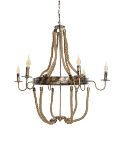 GloboStar® GLOBOSTAR® VICTORIAN 01404 Vintage Κρεμαστό Φωτιστικό Οροφής με Ντουί 6 x E14 AC 220-240V IP20 - Μπρούτζινο Εφέ Σκουριάς & Μπεζ - Μ85 x Π85 x Υ85cm