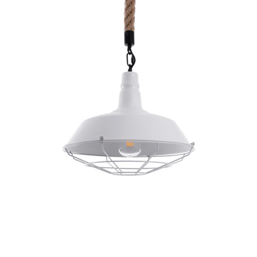 GloboStar® GLOBOSTAR® CRANE 01409 Vintage Κρεμαστό Φωτιστικό Οροφής με Ντουί 1 x E27 AC 220-240V IP20 - Λευκό & Μπεζ - Μ36 x Π36 x Υ31cm